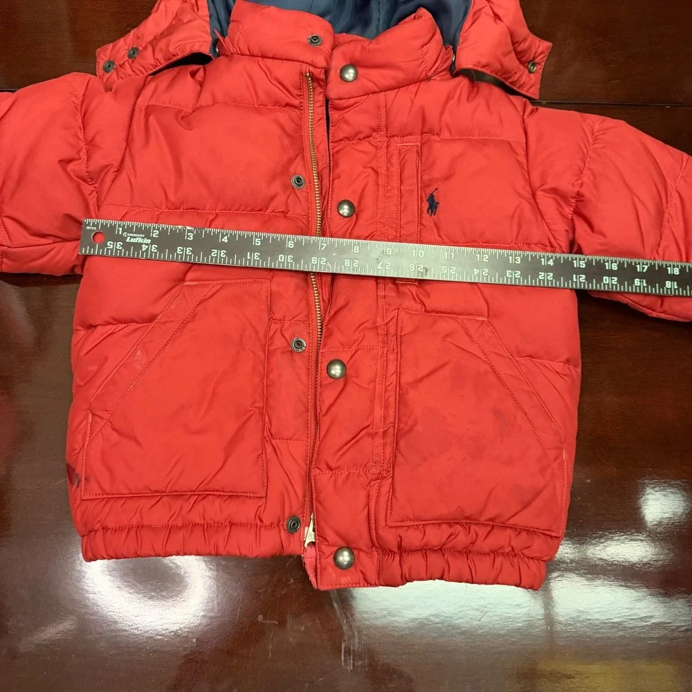 Polo Ralph Lauren Kids Red Puffer Jacket Detachable Hood Size 2 2T Coat